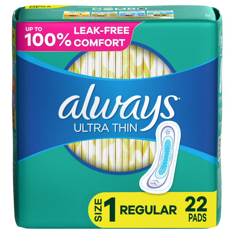 Always Ultra Thin Size1, Regular Unscented, 22count