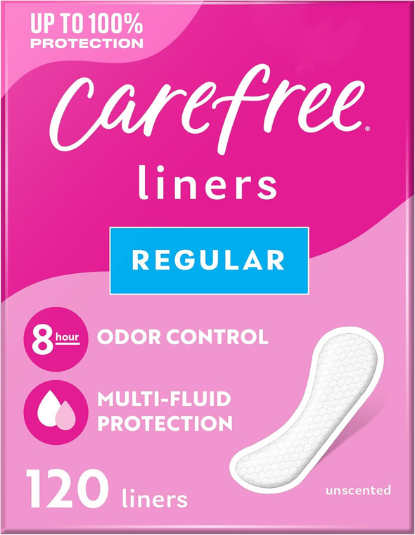 Carefree Panty Liners Regular, Unscented, 120count
