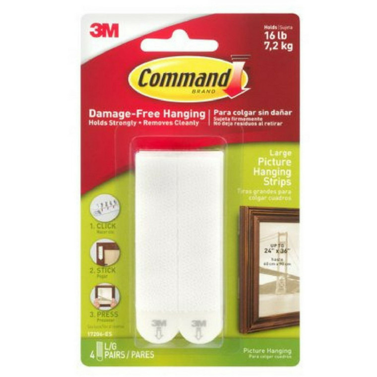 Command Large Picture Hanging Strips, White, 4count