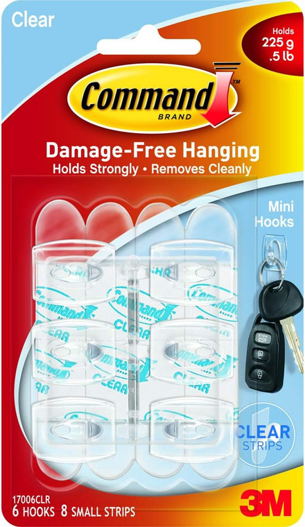 Command Clear Hooks Strips, Mini