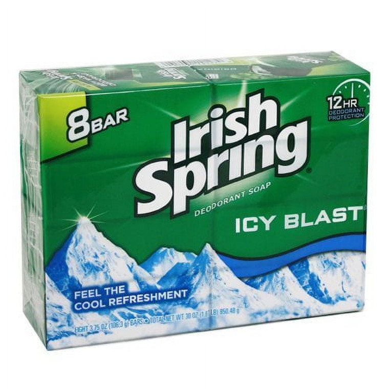 Irish Spring Icy Blast Deodorant Bar Soap, 3.75 Oz