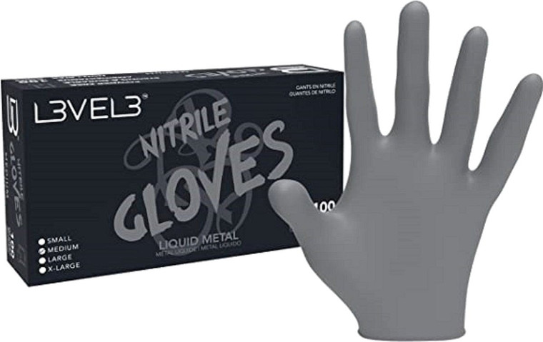 LEVEL 3 Liquid Metal Nitrile Gloves 100 X-Large