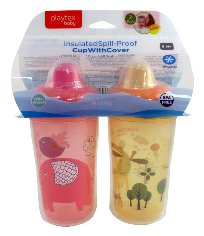 Playtex Baby Insulated Spill- Proof Cup +Cover 2 Pk 6M+ 10Oz