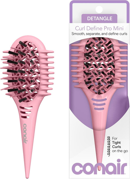 Conair Curl Define Pro Mini Detangler Brush, Pink