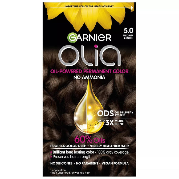 Garnier Olia Oil-Powered Hair Color, 5.0 Medium Brown