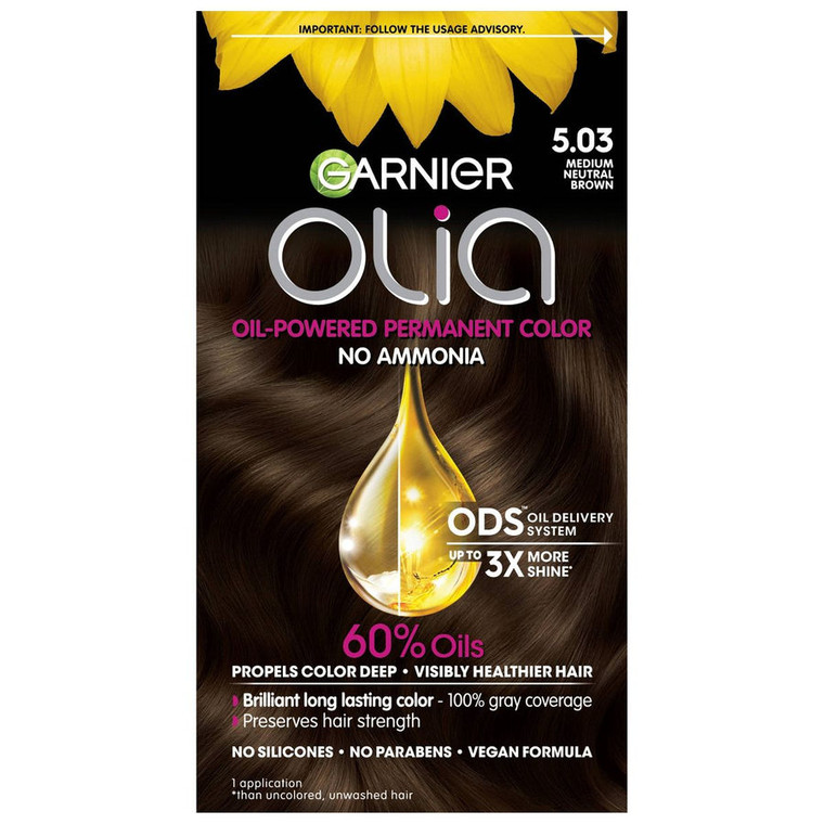 Garnier Olia Oil-Powered Hair Color,  5.03 Medium Neutral Brown