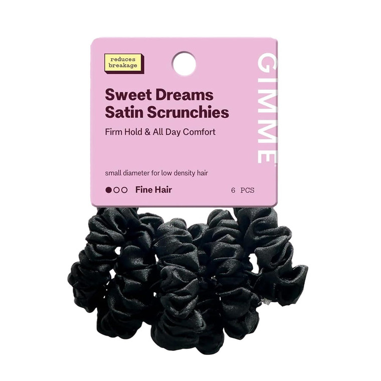 Gimme Sweet Dreams Satin Scrunchies Black, 6count