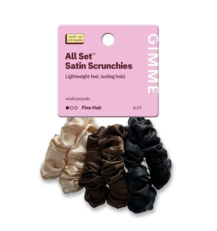 Gimme All Set Satin Scunchies, 6count Assorted