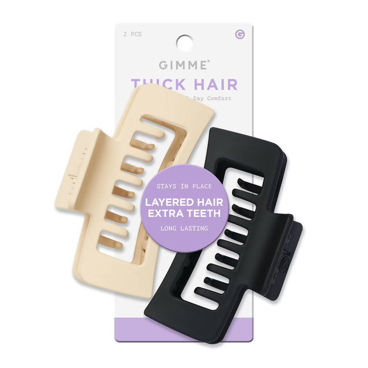 Gimme Thick Hair Extra Teeth Claw Clips, 2count, Assorted