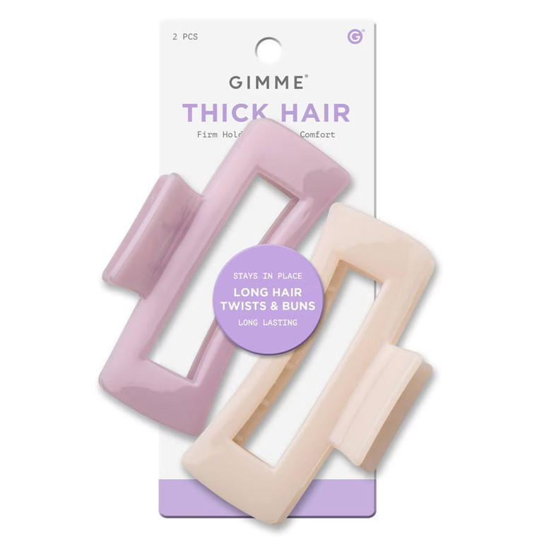 Gimme Thick Hair Rectangle Claw Clip, Assorted, 2count