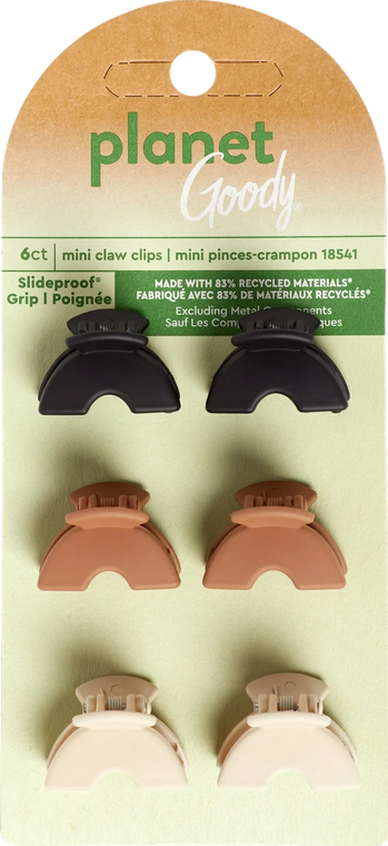 Goody Planet Mini Fashion Claw Clips,  Assorted, 6count