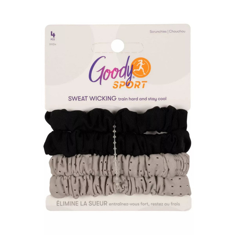 Goody Sport Thin Scrunchie, Assorted, 4count