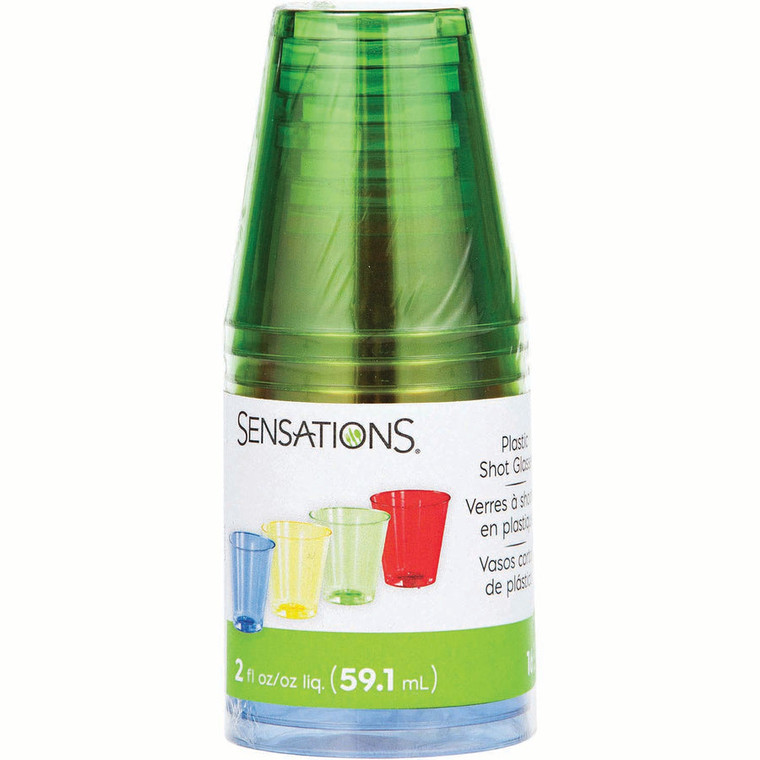 SENSATIONS Plastic Shot Glasses Assorted Colors 16 count, 2 oz