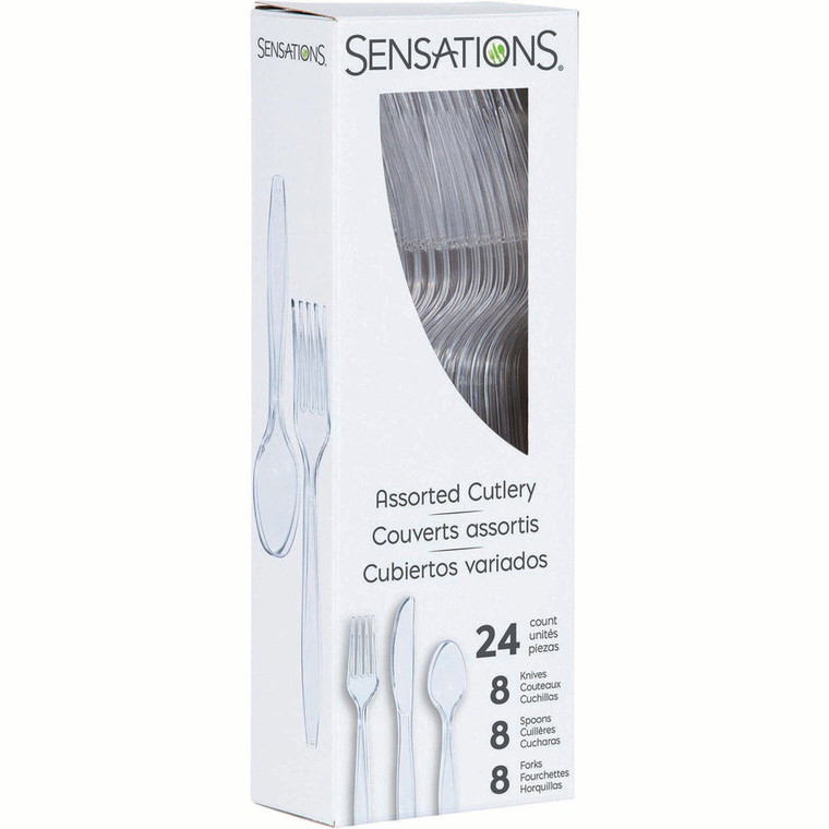 SENSATIONS Assorted Plastic Cutlery Clear, 24 count