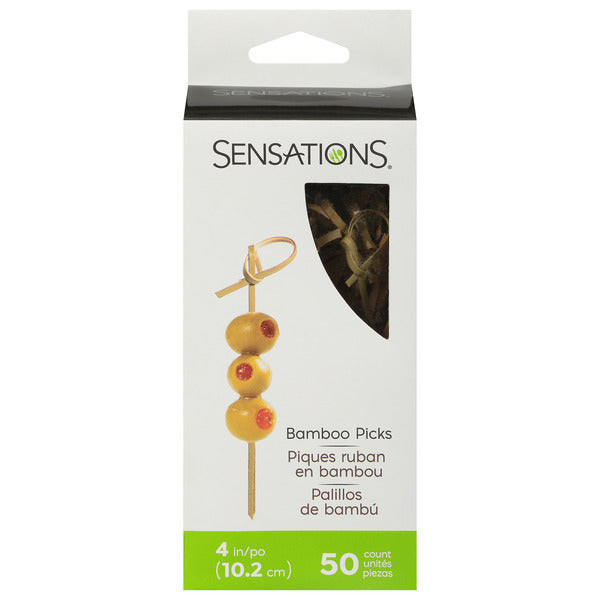 SENSATIONS 4 Natural Bamboo Picks, 50 count