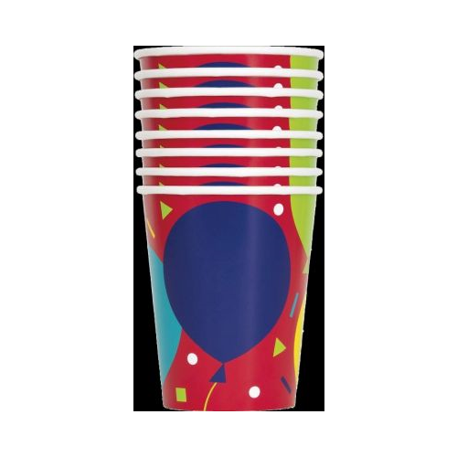 Unique BALLOON PARTY BIRTHDAY CUP 8 CT