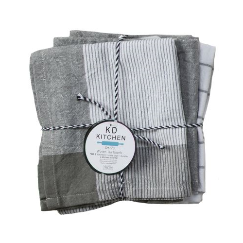 Kaydee Designs Graphite 3 Pc Tea Towel Set