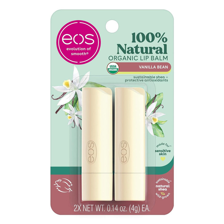 Eos Lip Balm Vanilla Bean, 2count