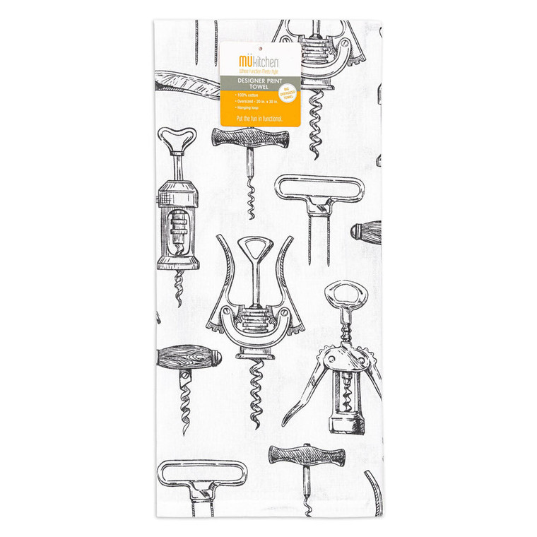 Mukitchen Designer Print Cotton Towel Corkscrews
