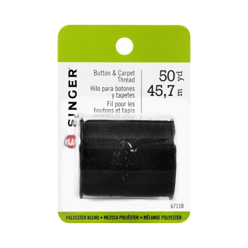 SINGER Heavy Duty Button & Carpet Thread Black 50 yards Polyester Cotton