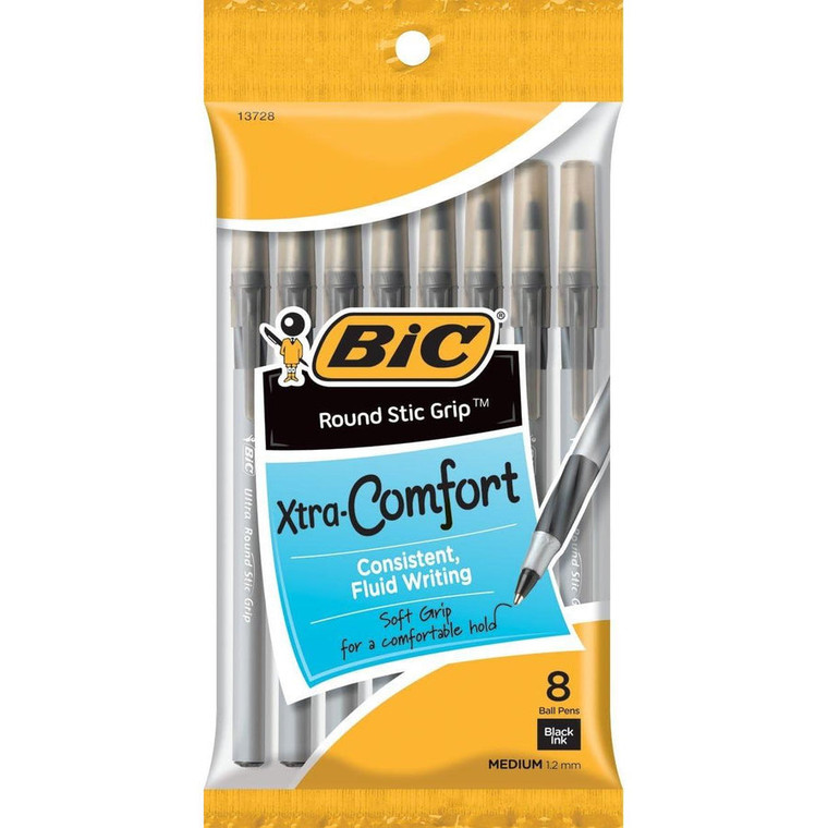 BiC Xtra Comfort Ballpoint Pen Black, 8 count