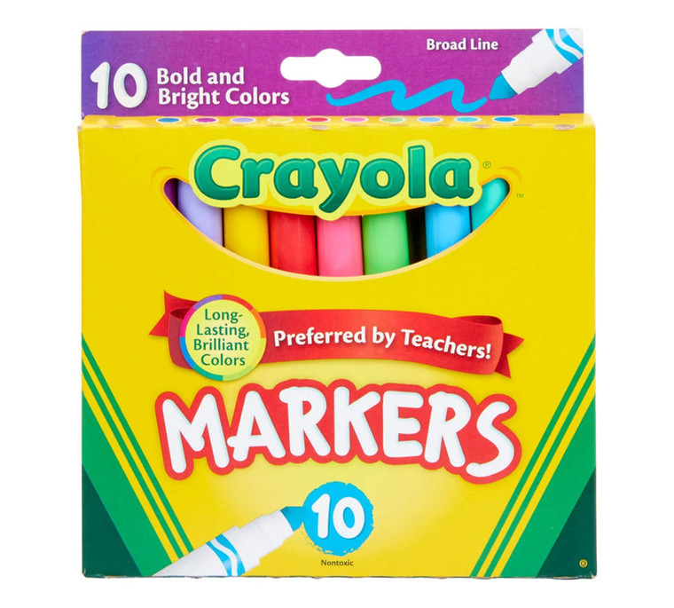 Crayola Broad Line Markers Bold & Bright Colors, 10 count
