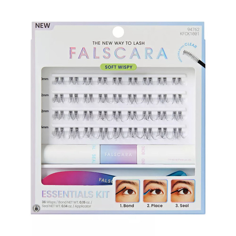 Kiss Falscara Clear Band Lash Kit Soft Wispy, 36count