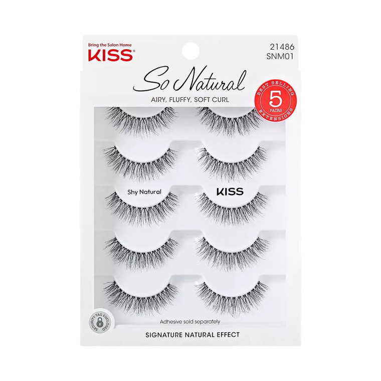 Kiss So Natural 01 False Eyelashes, Shy Natural, 5 pairs