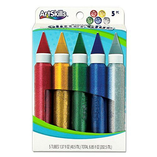 ArtSkills Puffy Classic Jumbo Rainbow Glitter Glue Pens, 5 count