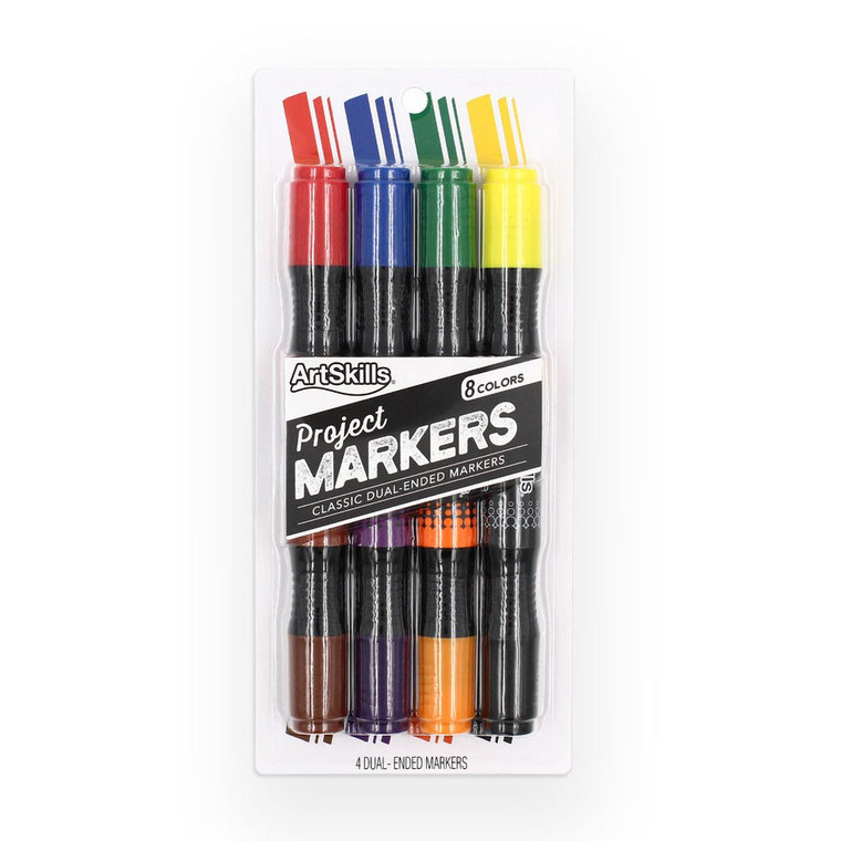ArtSkills Classic Dual-Color Chisel Tip Project Markers, 4 count