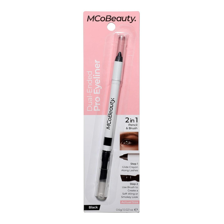 MCoBeauty Pro Eyeliner Pencil & Smudge Brush, Black