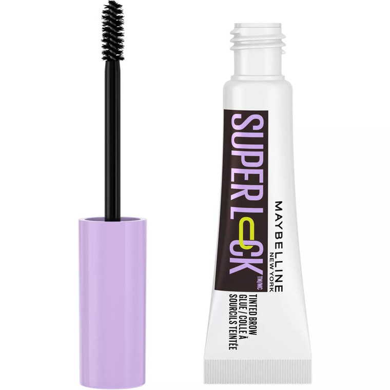 MAYBELLINE New York Super Lock Brow Glue Clear & Tinted Eyebrow Gel Black, 0.23 oz