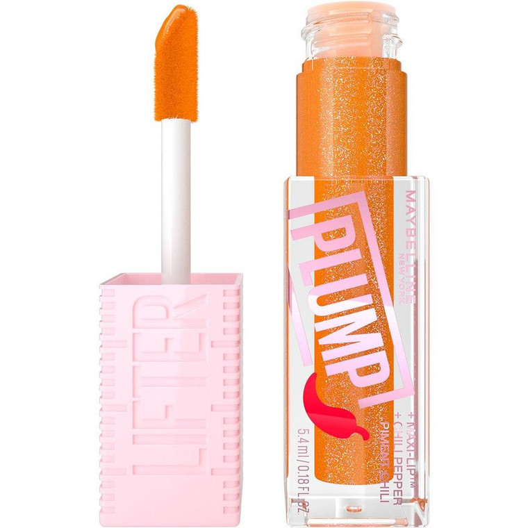 MAYBELLINE New York Lifter Plump Lip Plumping Gloss Makeup, 008 Hot Honey, 0.18 oz