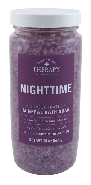 Village Nat. Mineral Bath Soak Nighttime Lavender 20Oz