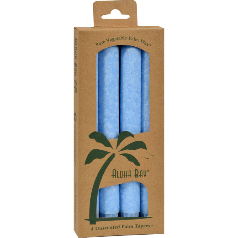 Aloha Bay, Light Blue Palm Taper Candles Unscented, 1 Each, 4 Pk