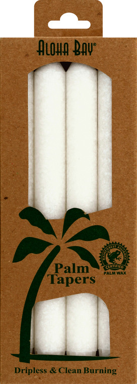 Aloha Bay, White Palm Taper Candles, 1 Each, 4 Ct