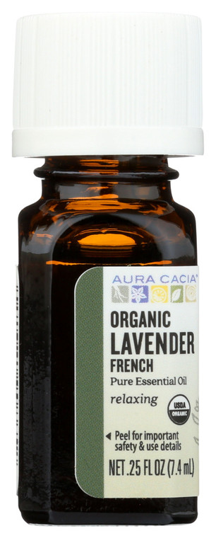 Aura Cacia, Organic Pure Essential Oil Lavender French, 1 Each, 0.25 Oz