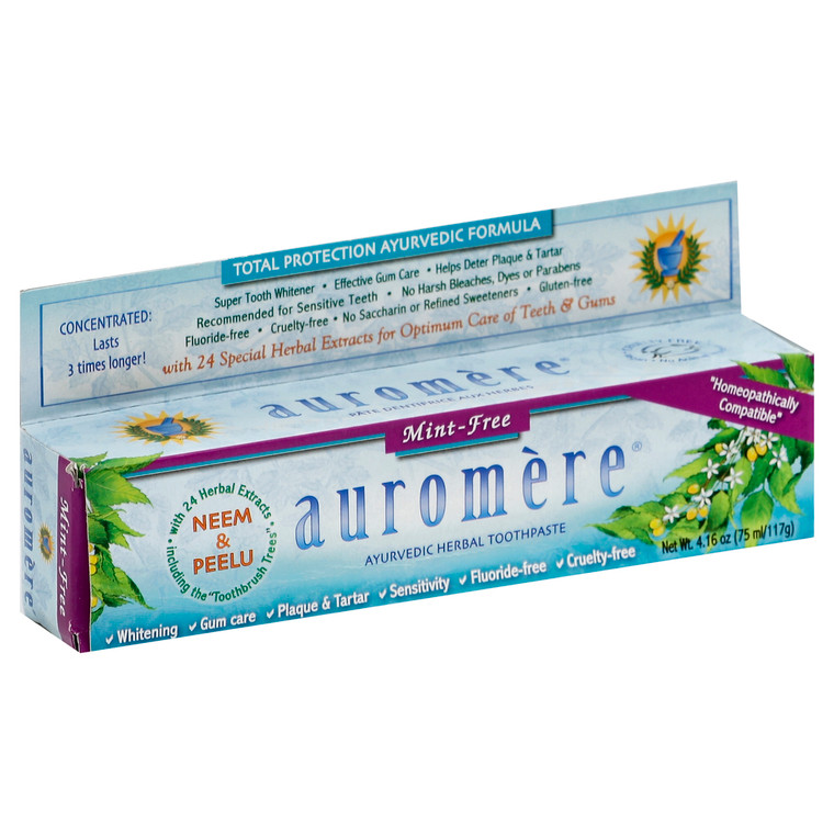 Auromere, Ayurvedic Herbal Toothpaste Mint Free, 1 Each, 4.16 Oz
