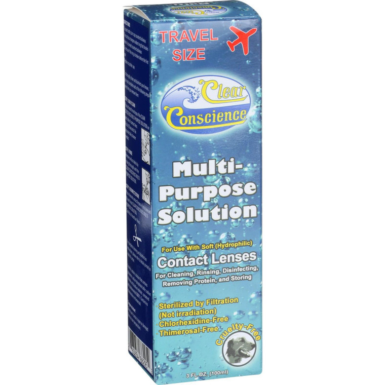 Clear Conscience, Multi Purpose Contact Lens Solution Travel Size, 1 Each, 3.4 Fl Oz