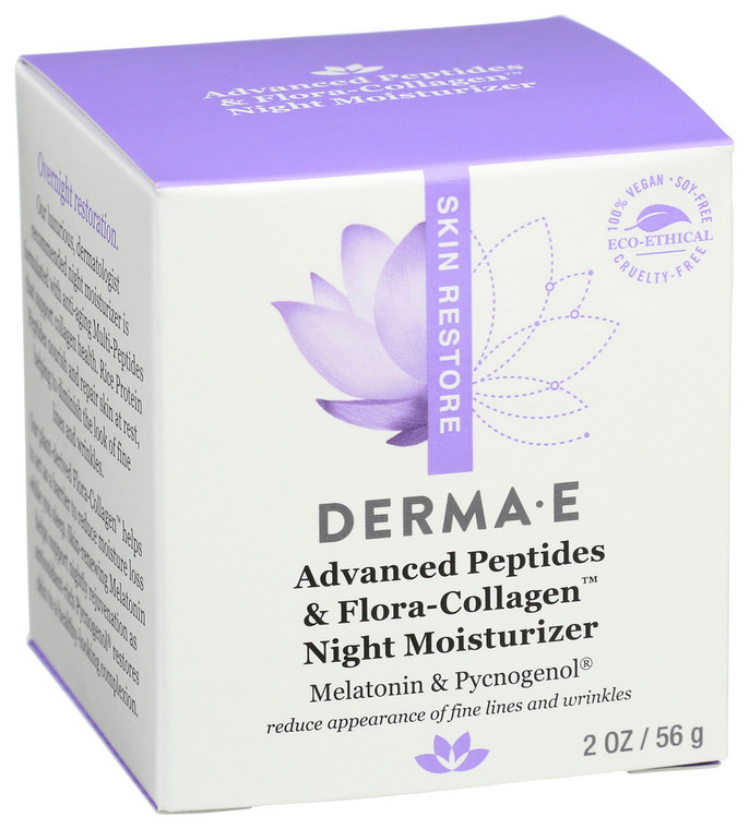 Derma E, Advanced Peptides & Flora-collagen Night Moisturizer, 1 Each, 2 Oz