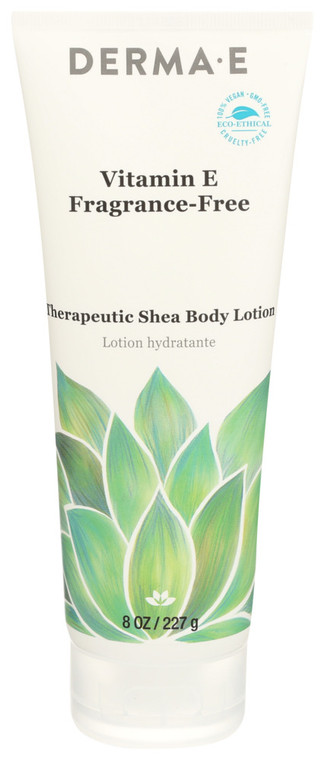 Derma E, Therapeutic Shea Body Lotion Fragrance Free, 1 Each, 8 Oz