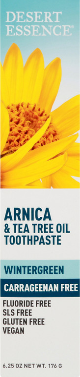 Desert Essence, Arnica & Tea Tree Oil Toothpaste Carrageenan Free, 1 Each, 6.25 Oz