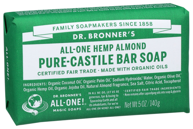Dr. Bronner's, All One Pure Castile Hemp Almond Bar Soap, 1 Each, 5 Oz