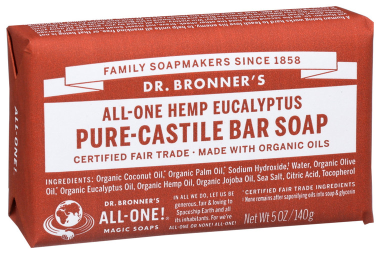 Dr. Bronner's, All One Pure Castile Hemp Eucalyptus Bar Soap, 1 Each, 5 Oz
