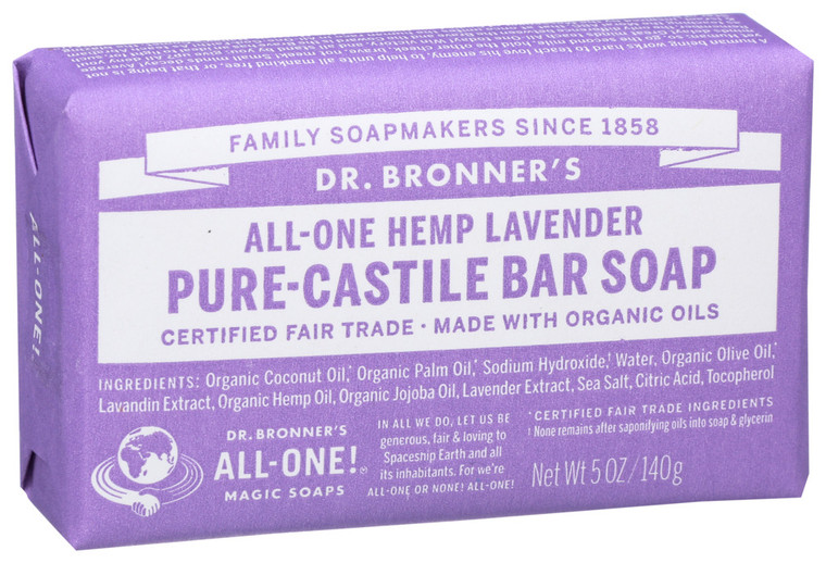 Dr. Bronner's, All One Hemp Lavender Pure Castile Bar Soap, 1 Each, 5 Oz