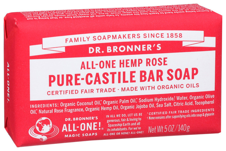 Dr. Bronner's, All One Pure Castile Hemp Rose Bar Soap, 1 Each, 5 Oz