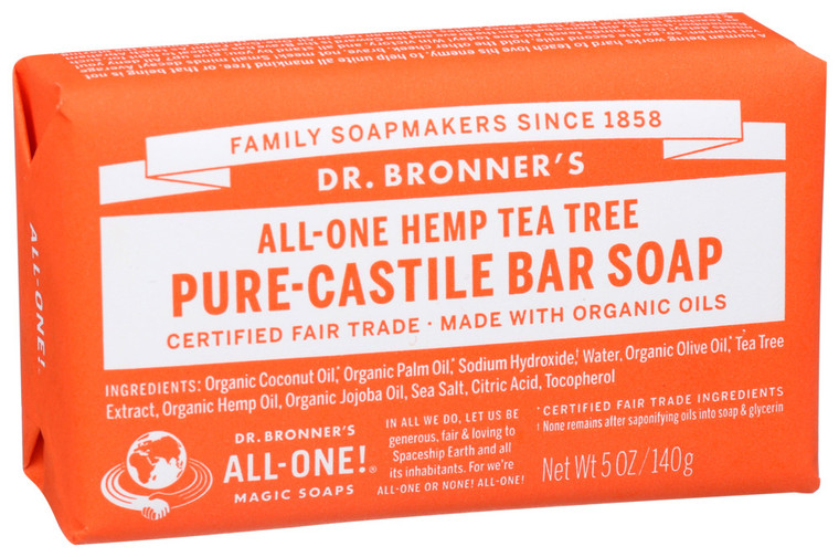 Dr. Bronner's, All One Pure Castile Hemp Tea Tree Bar Soap, 1 Each, 5 Oz