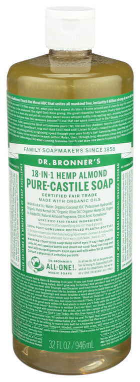 Dr. Bronner's, 18 In 1 Pure Castile Hemp Almond Soap, 1 Each, 32 Fl Oz