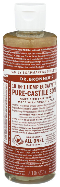 Dr. Bronner's, Organic 18 In 1 Pure Castile Hemp Eucalyptus Soap, 1 Each, 8 Oz
