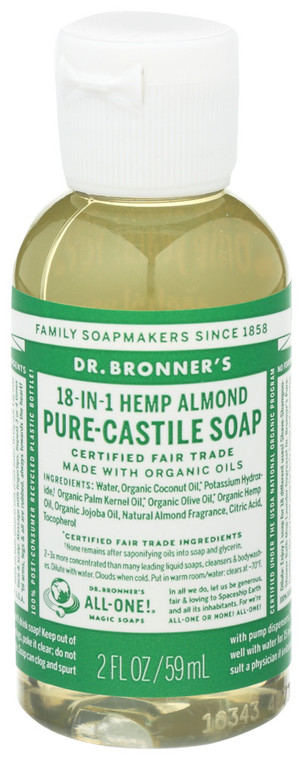 Dr. Bronner's, Organic 18 In 1 Pure Castile Hemp Almond Soap, Case Of 12, 2 Fl Oz